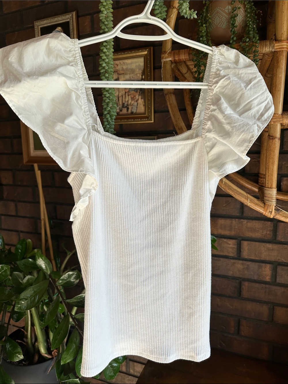 a new day White Ribbed Square Neck Tank